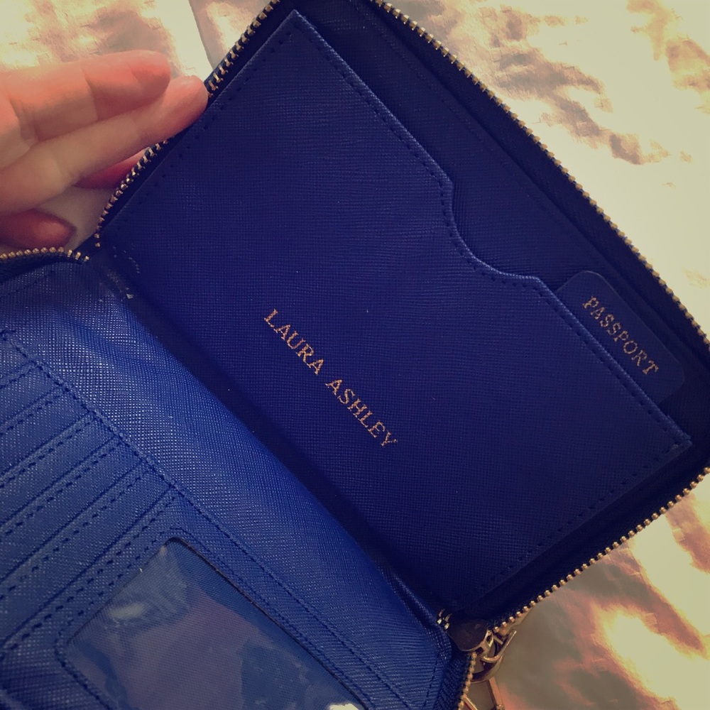 laura ashley blue wallet wristlet